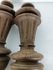 Set Of 2 Reclaimed Carved Wood Antique Spindles Balusters Trim Posts Pillar Arch