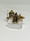 Vintage German Beer Stein Cufflinks  Gold Tone Tankard  Oktoberfest Brewer Gift