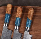     Premium 73 Layer Japanese Damascus Blue Resin 11pc Knife Set   Magnetic Block