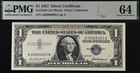 1957  1 Silver Certificate Pmg 64 - Four Digit Low Serial Number 00006063