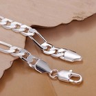 8mm 925 Sterling Silver Figaro Bracelet     Chain For Men   Women  20   cm Jewelry