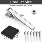 6 Pcs Tie Clips For Men Silver Tie Bar Pins Tacks Set W  Gift Box Classic Gift