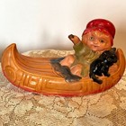Rare 1920 s Antique Celluloid Toy Girl In A Canoe  Don t Miss Her 