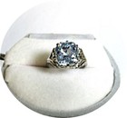 Classic Blue Aquamarine Ring - Antique C1940s - 14k Solid White Gold Mtg 