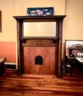 1890 s Victorian Quarter-sawn Tiger Oak Fireplace Mantel With Beveled Mirror