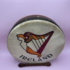 Vintage Irish Bodhran Drum With Wooden Beater 12    Ireland Graphic