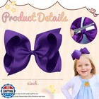 Oaoleer Big Hair Bows For Girls 12 Pcs 6  Purple Grosgrain Ribbon Large Bouti