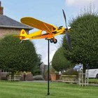 Yellow Airplane Garden Decor  Wind Spinners Metal Outdoor Aircraft Windmill