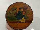 Vintage Antique Primitive Style Wood Box W  Painted Woman Decoration
