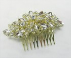 Gold Rhinestone Crystal Sparkle Floral Hair Comb Wedding Prom Party Bridal  3832
