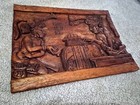 Vintage 1974 Hand Carved Mayan Wood Wall Plaque Corozal