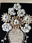 Handmade Seashell Wall Art  Coastal Floral Shell Frame - Boho Beach Decor