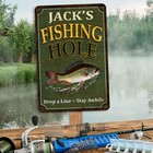 Personalized Fishing Hole Sign Man Cave Lake House Decor Cabin Bass 108122002073