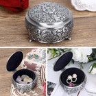 Hipiwe Metal Jewelry Box Vintage Ring Holder Small Round Trinket Organizer