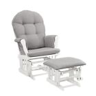 New Angel Line Glider   Ottoman Set - White Frame  Gray Cushions - Cozy Comfort