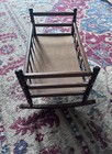 Vintage Antique Cass Rocker Baby Doll Crib Bed Cradle Wood Wooden Girl Toys