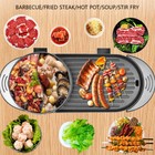 2 In 1 Electric Non-stick Grill Hot Pot Bbq Grill Soup Shabu Pot Barbecue 2200w