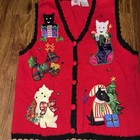 Vtg Nutcracker Christmas Vest Dogs Stockings Appliqu   Embroidered L Grannycore