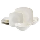 White Ceramic 12-piece Dinnerware Set New Durable Elegant Square Plates Bowls