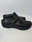 Dansko Clogs Women s Black Leather Embossed Floral Comfort Slip On Shoes Size 39