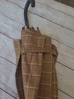 Vintage Polo Ralph Lauren Umbrella W  Curved Wooden Handle Brown Plaid Fabric