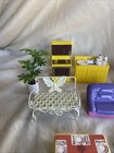 Vintage Dollhouse Furniture Lot Of 25 Pieces Kitchen Living Room Benches Outdoor