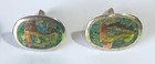 Vintago Taxco   Alpaca Sterling Silver Cuff Links W Inlaid Mixed Metals Design