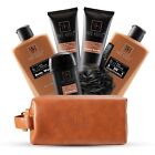 Holiday Christmas Mens Luxury Bath   Body Gift Basket Set   Leather Toiletry Bag