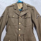 Vintage Wwii Us Army Service Coat Jacket Mens 35r Wool Od Green Pfc Patch