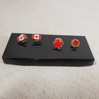 Vintage Canada Flag Lapel Hat Pin Maple Leaf Tie Tack Patriotic Badge Lot Of 4