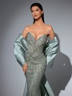 Luxury Mermaid Ball Dress With Rhinestone Lace Corset Dubai Satin Evening Gown