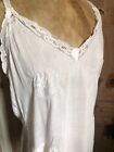 Antique French Pretty 1930s Drop Waisted White Lawn Cotton Lace Chemise  Sz M