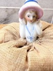 Antique vintage Porcelain Half Doll Pin Cushion