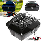 Black Motorcycle Trunk Tail Box Luggage W top Rack Backrest Taillight For Honda