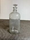 Antique Vintage Clear Glass Apothecary Bottle Jar W ground Glass Stopper