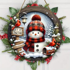 7 9  Christmas Wreath Centerpiece Decoration Wall Door Hanging Ornament Snowman
