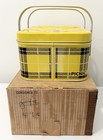 Vtg Metal Nesco Picnicryte Yellow Black Plaid Picnic Basket Orig Box Pamplet
