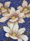 Vtg Jingfa Chinese Cloisonne 5  Dish plate Blue   Beautiful Pink Magnolias 1983