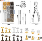 480 Sets Rivets For Leather  4 Colors 3 Sizes Leather Rivets  Double Cap Rive   