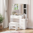 Vanity Desk With Sliding Mirror And Lights  Makeup Vanity Set With 5 Drawers