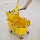 Commercial Mop Bucket With Side Press Wringer And Wheels  Includes One Mop