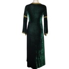 Medieval Renaissance Dress Gown Velvet Green Gold Cosplay Costume Celtic Elven