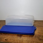 Tupperware Rectangle Bake N Take Cake Cupcake Taker Carrier Blue Clear