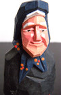 Vintage Wood Carved Grandma Figurine Babushka Folk Art Country Home Decor