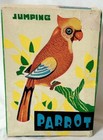 Vintage Shackman   Co Jumping Wind Up Tin Toy Parrot Working With Box