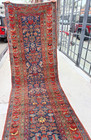 Auth  19th C Antique Bijar Runner    Rare Kurdish Beauty   Organic Blue   4 x18 