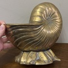 Mid Century Vintage Brass Nautilus Seashell Planter 7  Tall X 7 1 2  Long