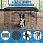 New Dog Playpen 8 Panel Foldable Metal Pet Fence 30in With Top Cover Black