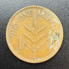 1927 1 Mil Palestine British Mandate Olive Branch Bronze Km 1  0034 