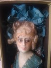 Antique Wax Half Pin Cushion Doll W Bisque Arms A orig Silk Dress Box Estate Fd